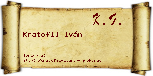 Kratofil Iván névjegykártya