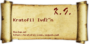 Kratofil Iván névjegykártya